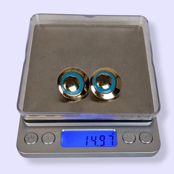 (2/$20) V. Metal Blue Ring Clip On Earrings - Picture 6 of 6